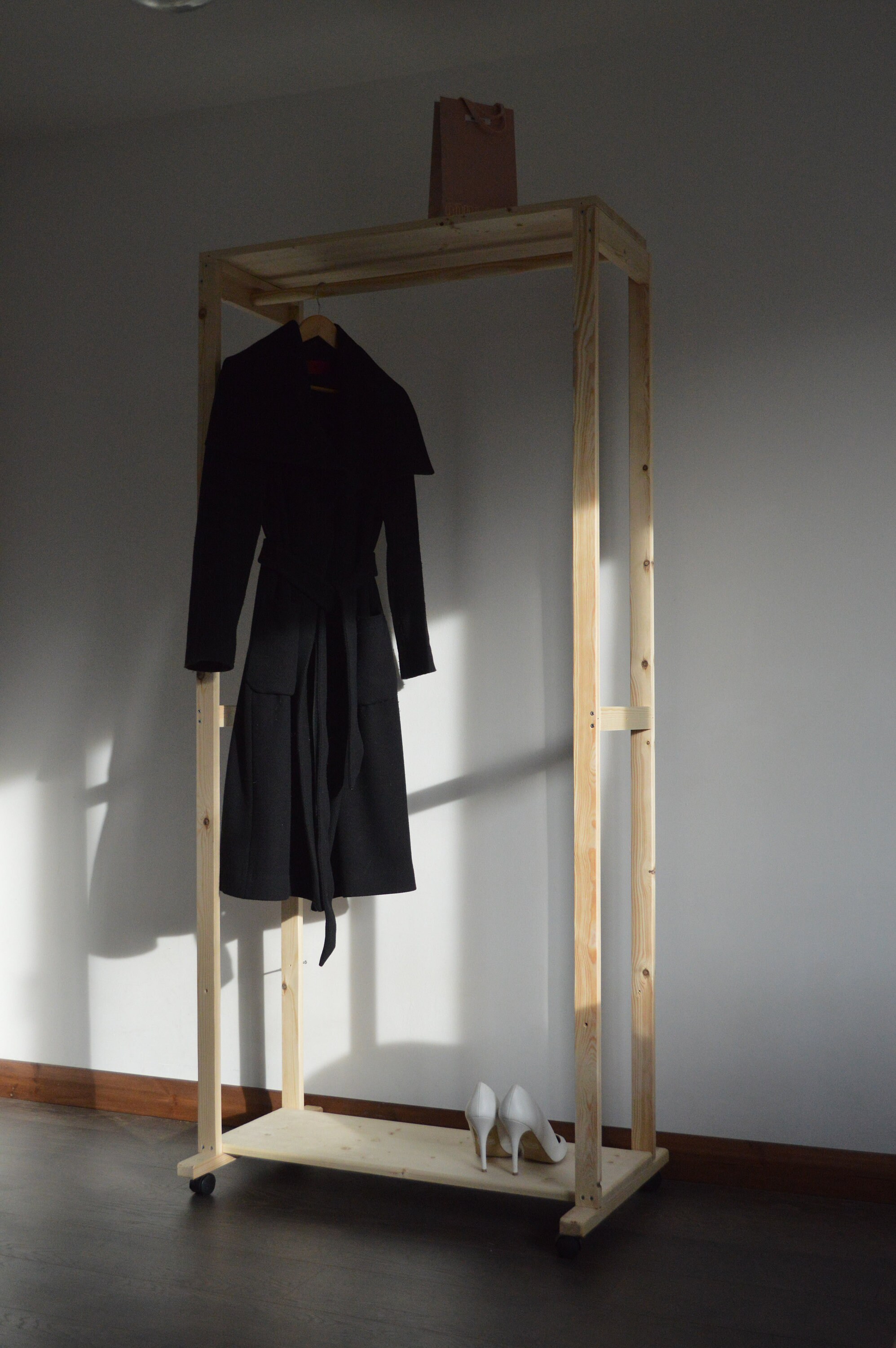 Handmade Clothes Rail Clothes Rack with 2 Shelves | Etsy