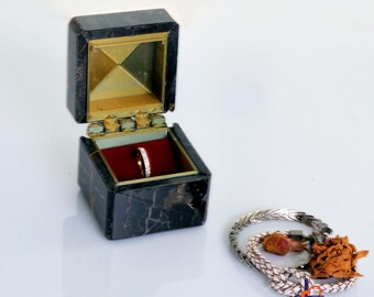Ring holder "LUXURY" P2- real handmade PORTORO, marble,wedding ring box, engagement.