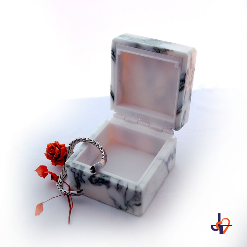 wedding ring box Ring holder LUXURY 21G engagement. real handmade Calacatta ARABESCATO marble