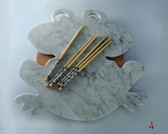 FROG- swivel tray centerpiece  special Statuary Carrara marble.