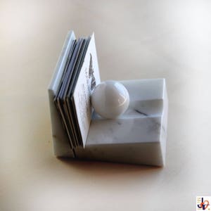 CARDBALL-porte- carte de visit en vrai marbre blanc de Carrare,
