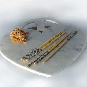 HEART marble lazy susan with beech wood base | Carrara centerpiece & serving tray | Handmade in Italy by Tagliazucchi