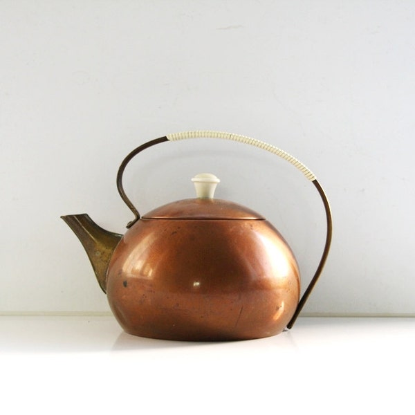 French Vintage  copper  hot water bottle