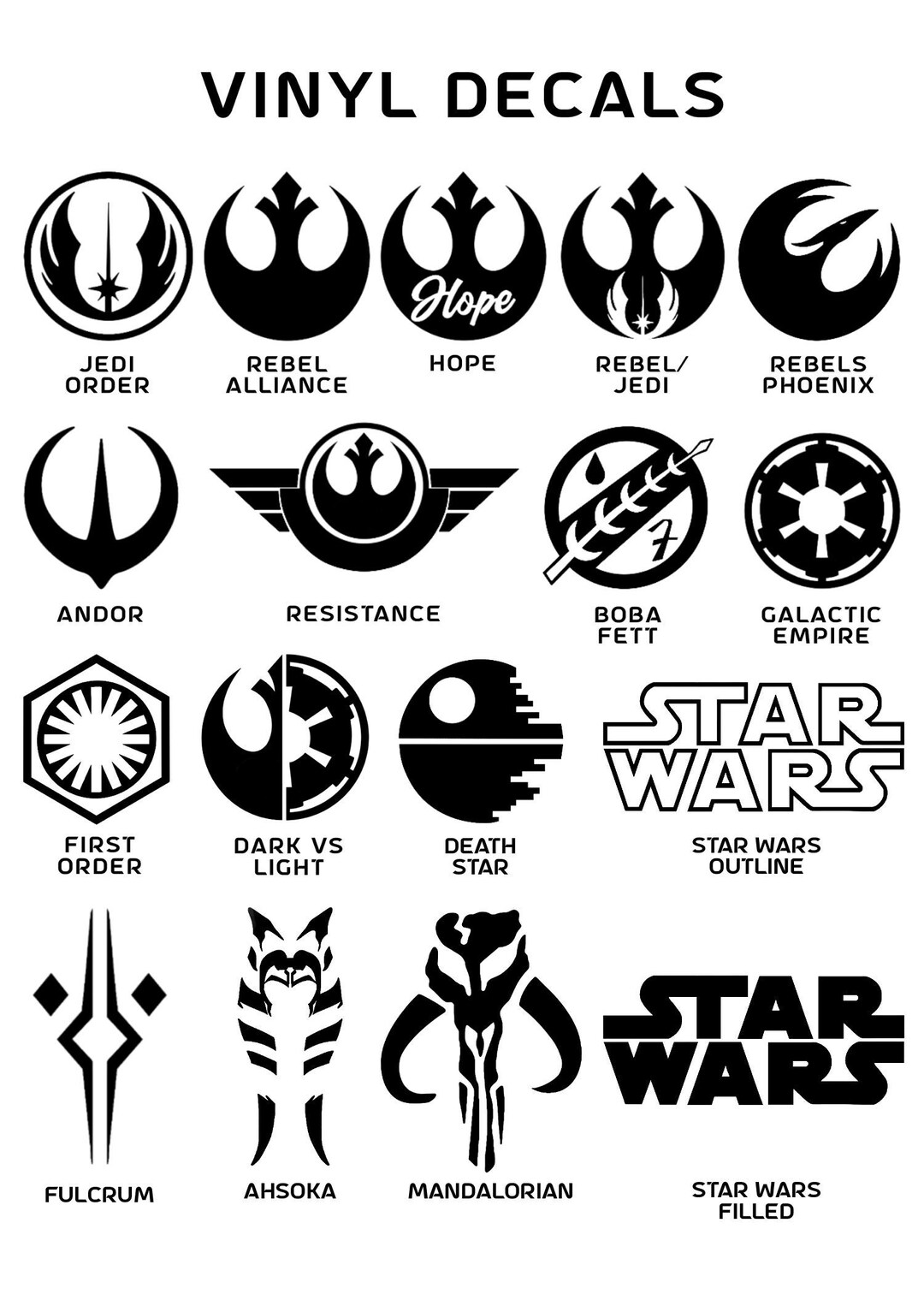 Star Wars Vinyl Decals High Quality Permanent Vinyl Gift for Star Wars