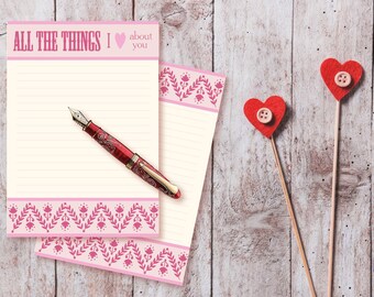 Digital Printable Stationery, Vintage Border, Love Letter, Lined Note ...