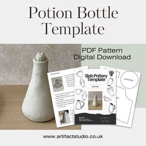 Potion Bottle Pottery Template | Slab Clay Pattern (Digital Download)