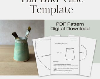 Hohe Bud Vase Keramik Vorlage: Slab Gebäude (PDF-Muster)