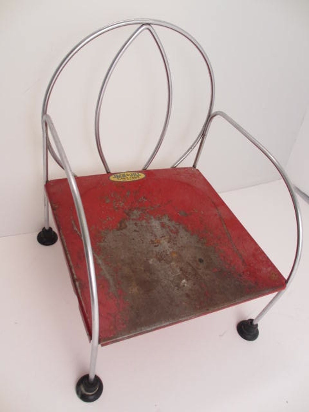 Vintage Jacknjill Kiddie Chair Toddlers From the 1950's Red Chippy