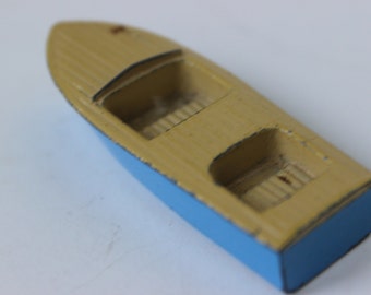 Meteor Sportsman MK II Boat Made in England by Lesney Vintage Yellow and Blue No 48 Blue and Yellow Boat Lake Life Sport Fishing