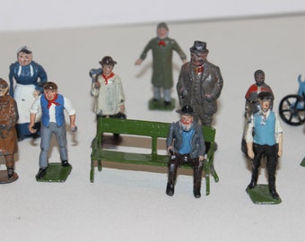 Made in England Farm Figurines Miniature Vintage Lead Toys Lead Farm Animals 1930's English Toys Farm Collection J. Hill&Co Timpo Toys Set