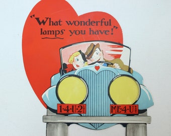 Vintage Valentine 1940's Very Large What Wonderful Lamps You Have! spicy vintage valentine for your girlfriend