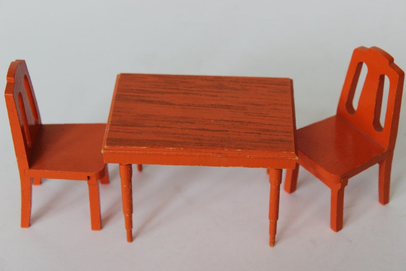 Vintage Dining Room Furniture Kitchen Table and Chairs Orange Table and