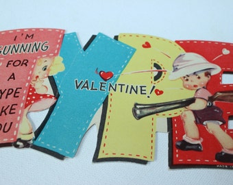 Vintage Valentine 1940's Very Large I'm Gunning For a Type Like You Valentine vintage valentine for a hunter