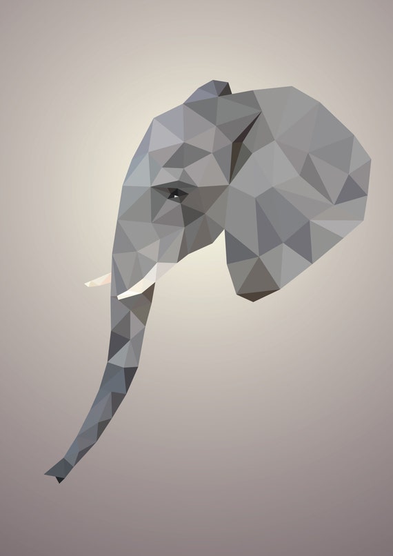 Elephant Graphic Art Print Modern Art Wall Prints Animal Wall Art Design Low Poly Wall Art Print Nursery Wall Art Decor Art Gift Idea