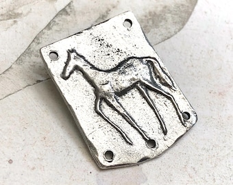 Handcrafted Horse Pendant for Necklaces, Artisan Handmade Jewelry Design, DIY Craft Making Components, Hand Cast Pewter Metal