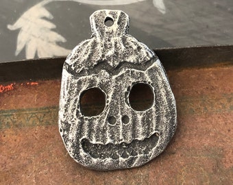 Small Pumpkin Pendant, Halloween, 28.5mm, Handmade Jewelry Making Components, Handcrafted, Crafts, Artisan Holiday, Gothic, Jewellery 365-PD