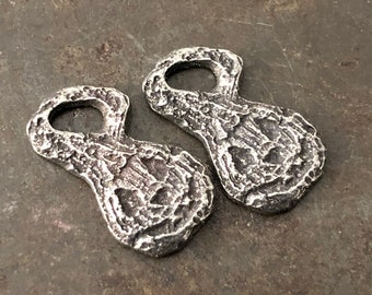 Handmade Pumpkin Head Charms, Aged Finish, Artisan Handcrafted Pewter Jewelry Making Components, DIY, Crafting, for Earrings & Necklaces