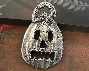 Large Pumpkin Pendant, Halloween, 40mm, Handmade Jewelry Making Components, Handcrafted, Crafts, Artisan Holiday, Gothic, Jewellery