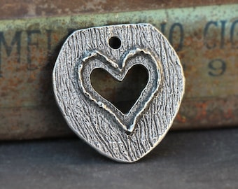 Heart Pendant, Aged Finish, 26.5mm, Handcrafted Jewelry Making Components, Handmade Artisan DIY Crafting, Necklace Supplies, Pewter