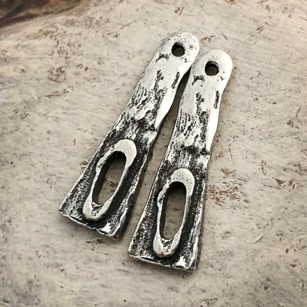 Polished Drop Charms, Organic Shape, Handmade Artisan Jewelry Making Components, DIY Crafting Supplies, Hand Cast Pewter Metal