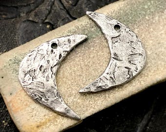Crescent Moons, Aged Finish, Charms, Mystical, Jewelry-making, Pewter Components, Handmade Crafting Metal Jewelry Supplies, Artisan, DIY
