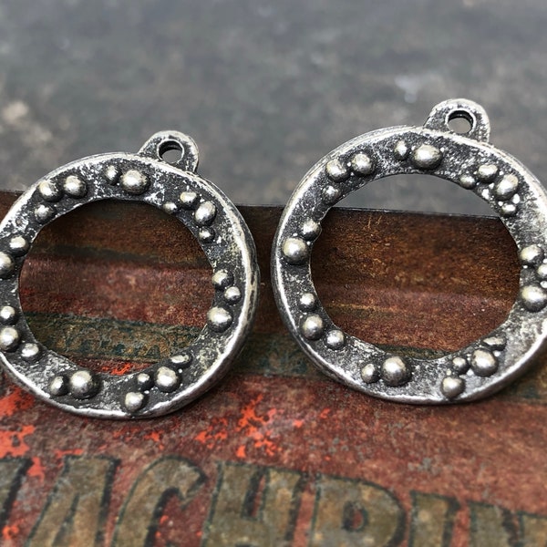 Hoop Connector Charms, 20.5mm, Handcrafted Jewelry Making Supplies, Artisan, Handmade Pewter Charms 197-CD