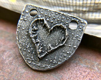 Heart Pendant, 25mm, Handcrafted, Handmade Jewelry Making Components for Necklaces, Artisan DIY Crafts, Pewter Metal, 346-PD