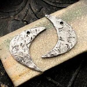 Crescent Moons, Aged Finish, Charms, Mystical, Jewelry-making, Pewter Components, Handmade Crafting Metal Jewelry Supplies, Artisan, DIY