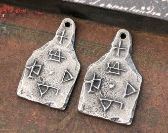 Alchemy Symbols Charms, Fire Water Earth Air, Handcrafted Artisan DIY Craft, Cast Pewter Alchemical Metal Jewelry Components - 239-CD