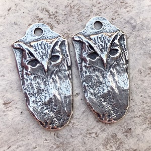 Owls - Earring Charms, Handcrafted Handmade Artisan Jewelry Making Components, DIY Crafting Supplies, Pewter, Owls - 160-CP