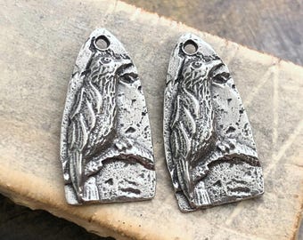 Bird Charms Polished, Handcrafted, Artisan, Handmade DIY Jewelry Making Components, Handcast Pewter, Silver Metal, Supplies
