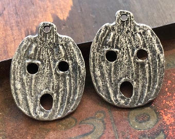 Pumpkin Charms, Halloween, Handcrafted Jewelry Making Supplies, Artisan, Handmade, DIY, Pewter Charms 346-CD