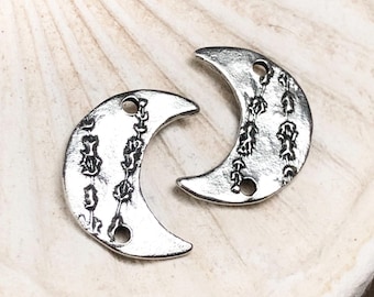 Botanical Connectors, Polished Finish, Charms, Artisan Handcrafted Jewelry Making Components, Crafts, Charms, Handcast Pewter