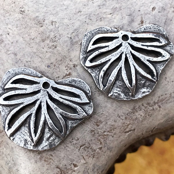 Leaf Charms, Polished Finish, 16mm, Artisan Handcrafted Jewelry Making Components, DIY Crafting Charms, Handcast Pewter, 328-CP