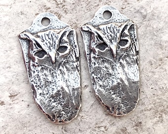 Breloques chouette, Éléments polis, artisanaux faits main pour la fabrication de bijoux, Fournitures créatives DIY, Étain