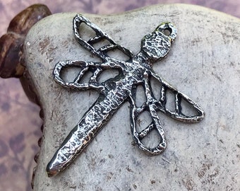 Artisan Dragonfly Pendant for Necklaces, Hand Crafted Handmade Unique Jewelry Components for DIY Crafters,Cast  Pewter Metal - 284-PP