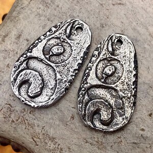 Polished Spiral Pewter Charms, Handcrafted Artisan Jewellery Components, Handcast, Shiny Charms, DIY No. 129-CP