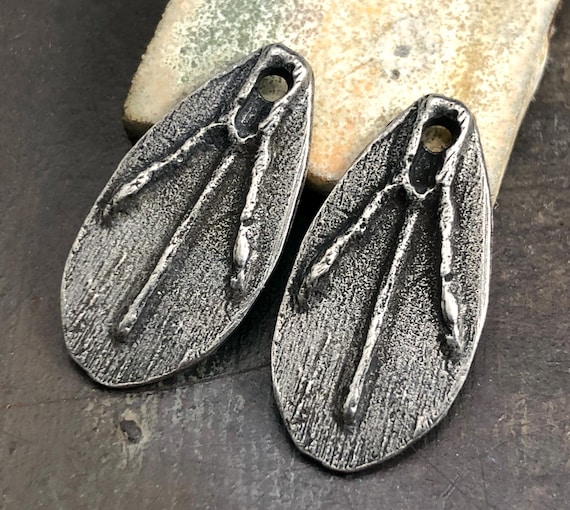 Handcrafted Charms, Bird Print Earring Findings, Handmade Jewelry