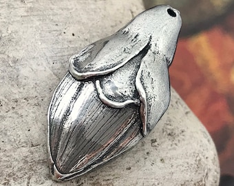 Polished Flower Bud Pendant, Artisan Handcrafted Jewellery Design, Handmade Jewelry Making Components, Hand Cast No. 158-PP