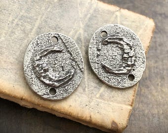 Moon Charms Polished, Handcrafted, Artisan, Handmade DIY Jewelry Making Components, Handcast Pewter, Silver Metal, Supplies