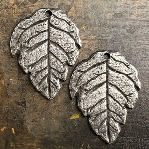 Artisan Crafted Leaf Charms for Earrings, Handcrafted Jewelry Components, Handmade Crafting Parts, DIY, Unique Designed Pieces -  331-CD