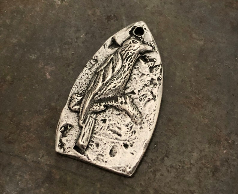 Pewter Bird Pendant, Handmade, for Necklace Making, Artisan Design Hand Crafted Jewelry Components, Animals, Nature image 3
