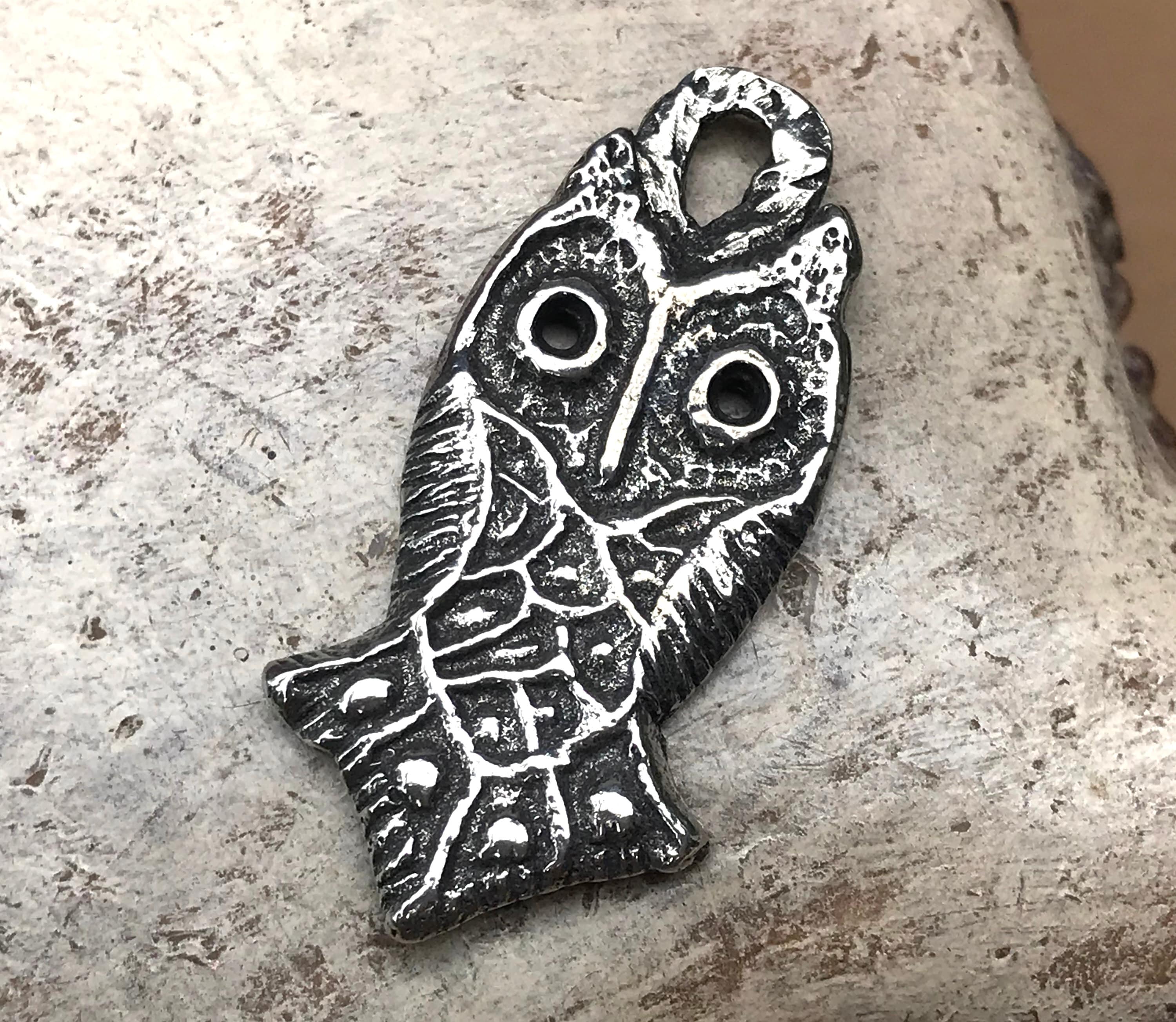 Owl Pendant, Handmade Jewelry for Necklaces, DIY Crafting, Polished Finish, Artisan Handcrafted Comp