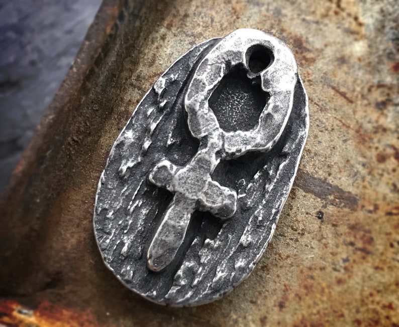 Venus Pendant, Artisan Rustic Handcrafted Handmade Jewelry Making Components for Necklaces, Celestial Zodiac Symbols, Pewter 231-PD image 1
