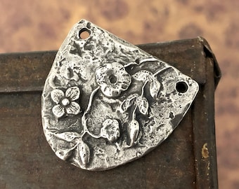 Flower Pendant, Aged, Handcrafted, Jewelry Making, Floral Necklace Pendant, Jewellery Making, Antiqued, Jewelry, Pendant Jewelry, Pendant