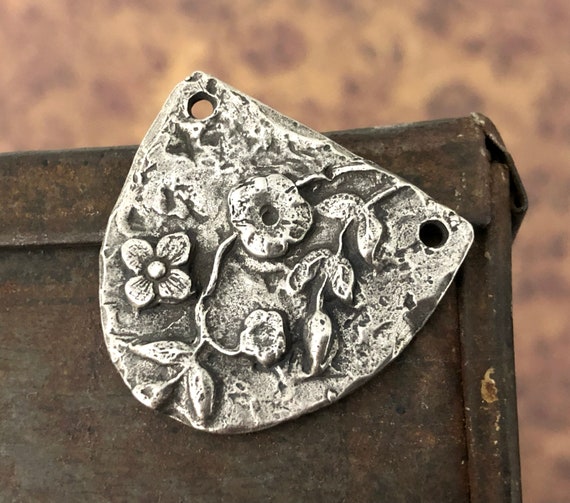 Flower Pendant, Aged, Handcrafted, Jewelry Making, Floral Necklace Pendant, Jewellery Making, Antiqued, Jewelry, Pendant Jewelry, Pendant
