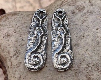 Polished Snake Charms, 30mm, Handmade Artisan Jewelry Making Components, DIY Crafting Supplies, Handcast Pewter Metal 135-CP