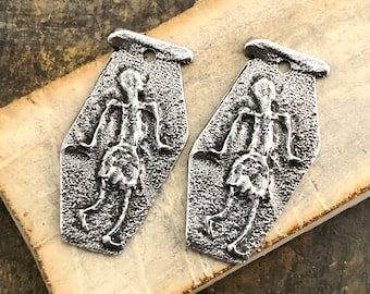 Figure Charms, Polished Pewter, Handcast, Tribal, Metal, Artisan Design, Handcrafted, Unique Handmade Jewelry Components for Earrings