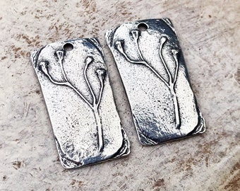 Polished Flower Charms, 20mm tall, Handcrafted Jewelry Making Components, DIY Crafting Charms, Handcast Pewter, 203-CP