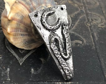 Snake Pendant, Aged Finish, Handcrafted, Artisan, Jewelry Making Components, Handcast Pewter, Silver Metal, Supplies